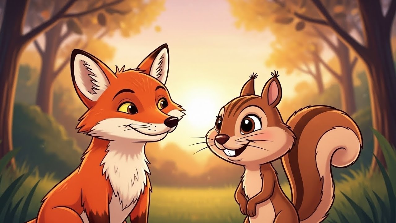 Белка подружилась с дикой лисой | Милый детский мультфильм