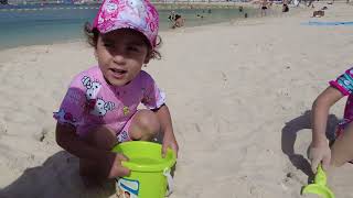 Masha And Nuni Playing On The Beach With Sand Toys.learning Shapes And Colors At The Beach