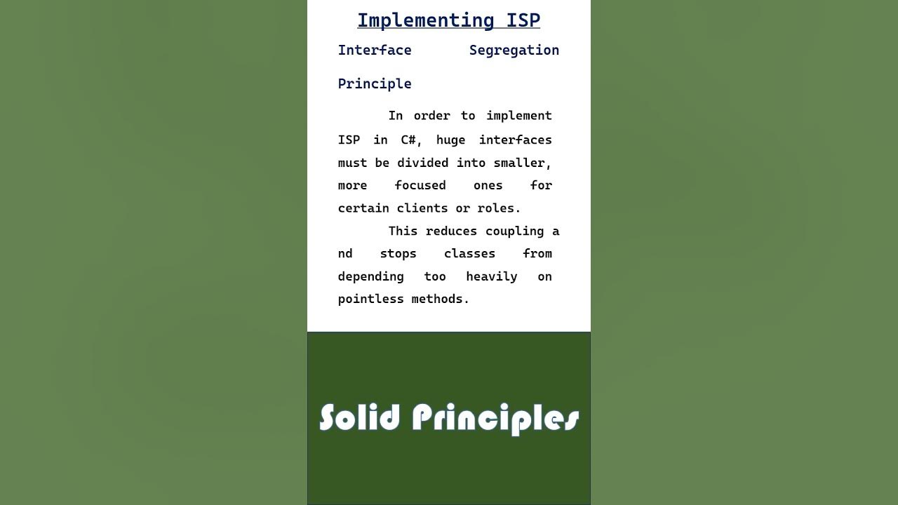 Implement ISP || solid principles - YouTube