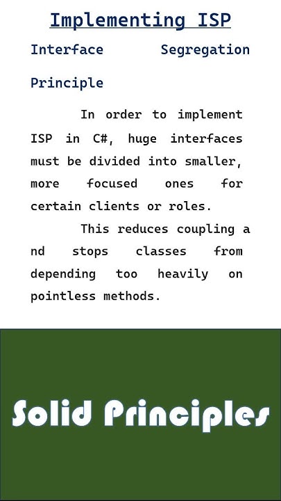 Implement ISP || solid principles - YouTube