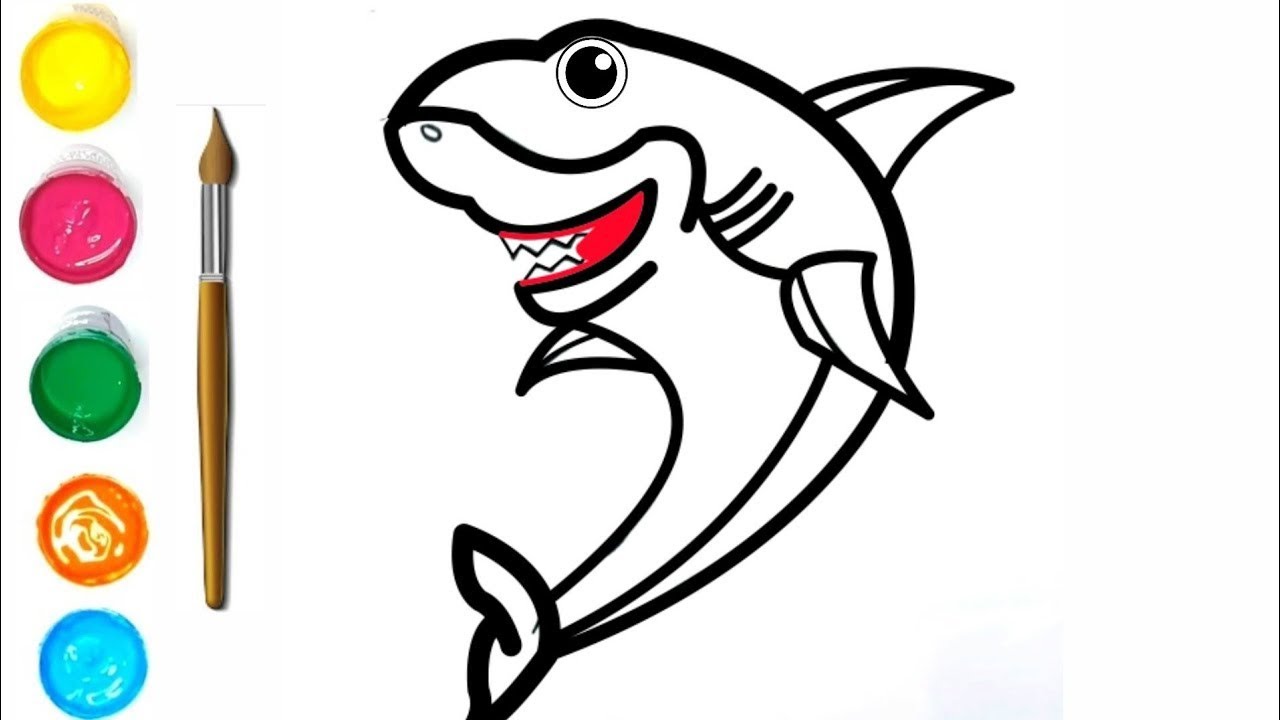 How to Draw a Shark for Kids 🦈 | Easy Shark Fish Drawing and Coloring Tutorial