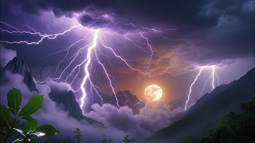 Heavy Thunderstorm Sounds With Rain & Very Intense Thunder & Lightning Atmosphere at Night