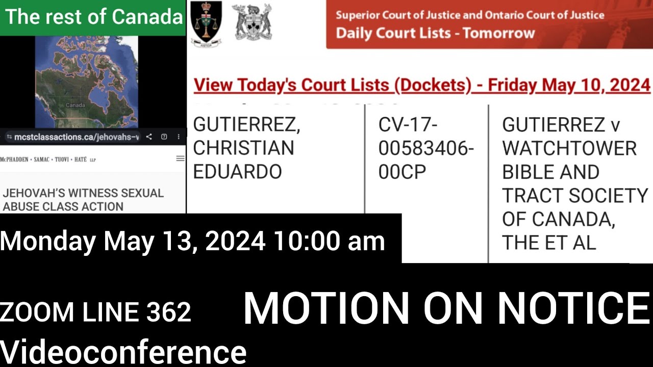 Update ~ Class Action against Jehovah’s Witnesses in Canada - YouTube