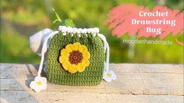 Cách móc len túi rút dây cho người mới bắt đầu | How to crochet drawstring bag | Moc Dan Handmade