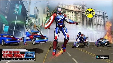 Flying Robot Captain Hero City Rescue Missions: Robot Bike Car Transform #2 - Android Gameplay
