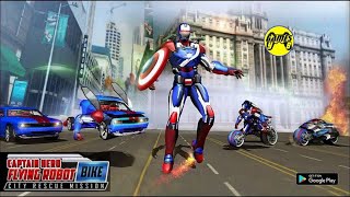 Flying Robot Captain Hero City Rescue Missions: Robot Bike Car Transform #2 - Android Gameplay screenshot 5