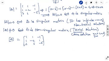 INTER MATHS I(A)-MATRICES-Solve the Homogeneous linear system has non trivial solution