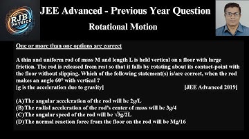 A thin and uniform rod of mass M and length L is held vertical on a floor with large friction