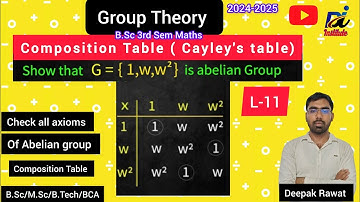 GroupTheory|L-11|G={1,w,w²}is a Group|CompositionTable|B.Sc/BA Maths|M.Sc/MA|B.Tech|BCA|By Deepak R.