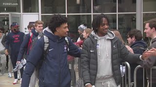 UConn Men's basketball team heads to Sweet 16 with send-off from students, fans