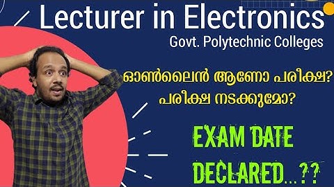 Lecturer in Electronics | PSC Exam Date | Govt. Polytechnic Colleges | Jith