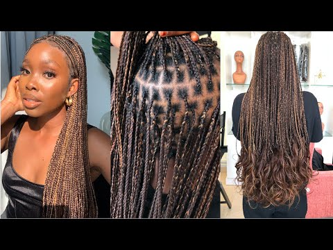 knotless box braids on short hair