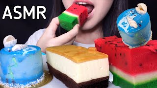 ASMR JAPANESE PEACH MOUSSE CAKE, WATERMELON SWEET CAKE, MINI CHEESECAKE 리얼사운드 먹방 REAL SOUND MUKBANG