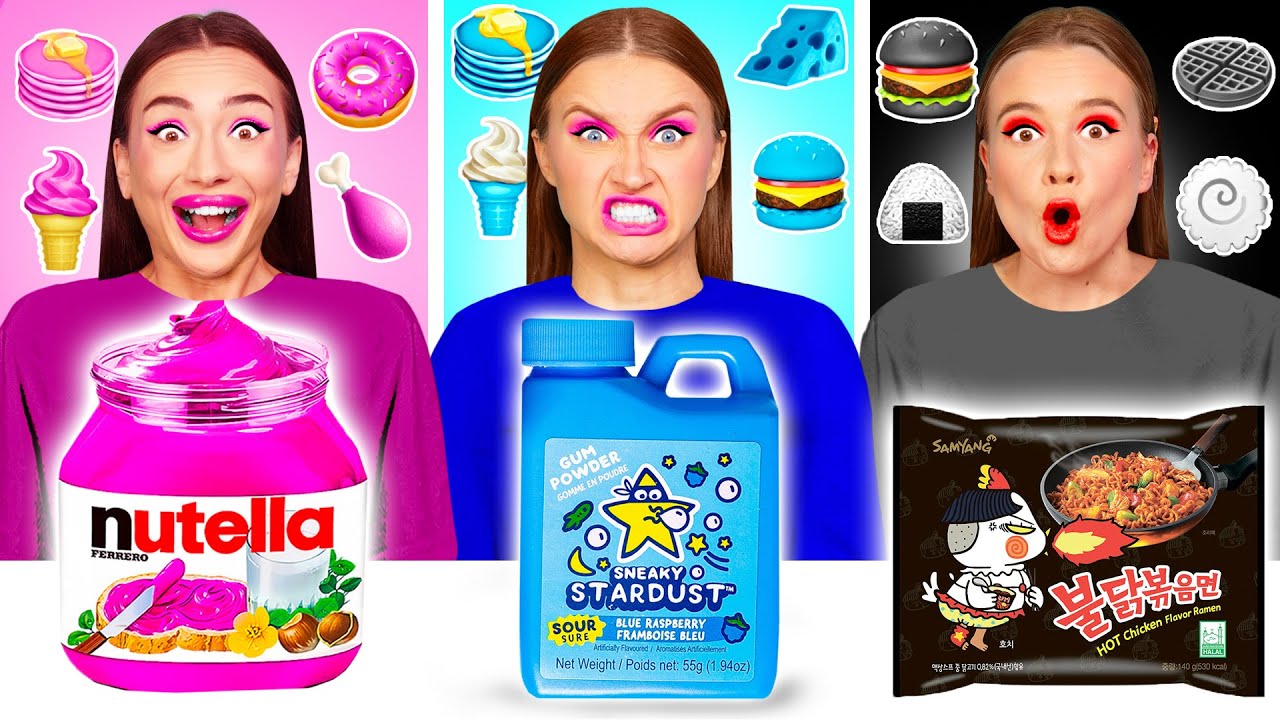 Makanan Warna Yang Sama Tantangan | Situasi Makanan Lucu BaRaFun Challenge