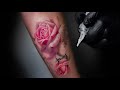 HOW TO TATTOO Pink Rose [ Time Lapse ]