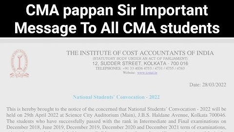 CMA pappan sir Important update for all cma students