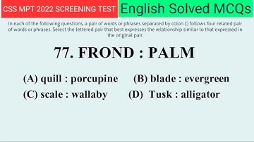Analogies MCQs: CSS Screening Test MCQs 76-80 | English MPT Trick to Solve Analogy | Solved MCQs