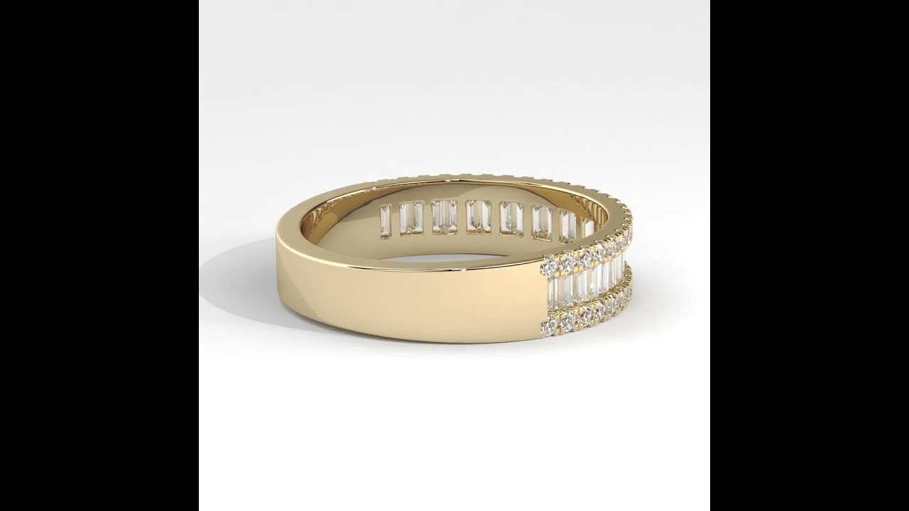Channel-Set Baguette and Round Cut Diamond Statement band