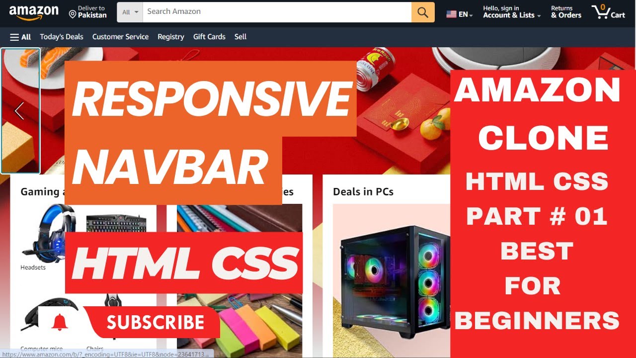 Responsive Navbar Amazon Clone Project For Beginners | Using HTML CSS ...