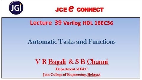 Lecture 39 Automatic tasks and functions in Verilog HDL