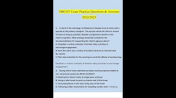 NBCOT Exam Practice Questions and Answers 2022 2023 Verified Answers