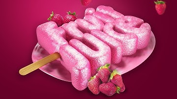 Cinema  4D  -  Strawberry Ice Cream Typography Part 1 Modeling