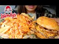 ASMR EATING WENDY'S CHILI CHEESE FRIES Big Bacon Cheddar Cheeseburger CAR MUKBANG 먹방 TWILIGHT SHOW