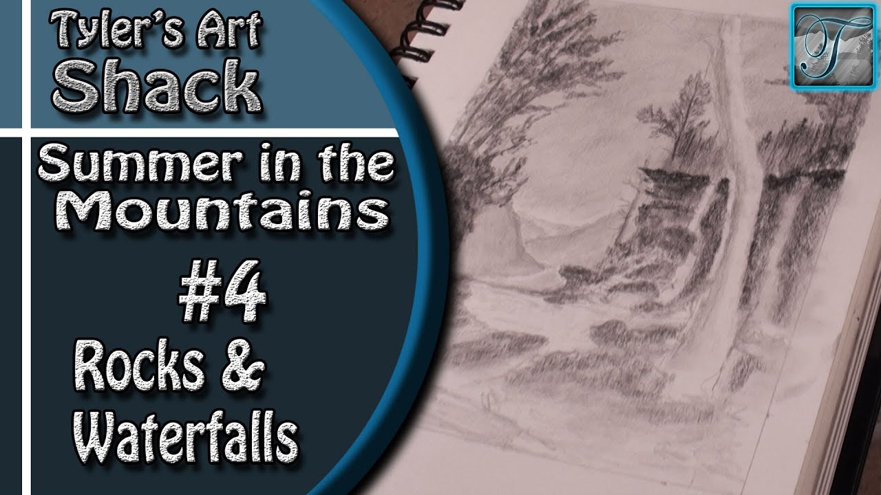 ⁣How to Draw - Summer in the Mountains Series Part Four - How to Draw Rocks and a Waterfall