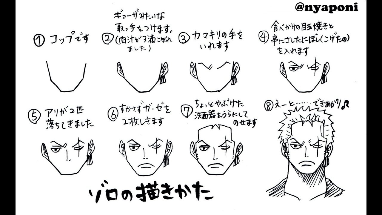 ゾロの描き方 おえかき講座 How To Draw Zoro Youtube