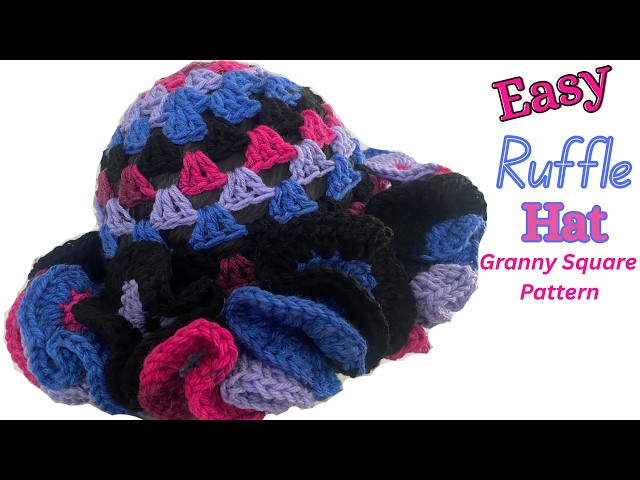 HAND CRAFTED Hat Crochet Bucket Chenille Winter Full Ruffle Blue Marled Crochet Fluffy Ruffle Bucket Hat Tutorial (beginner friendly  main image 2