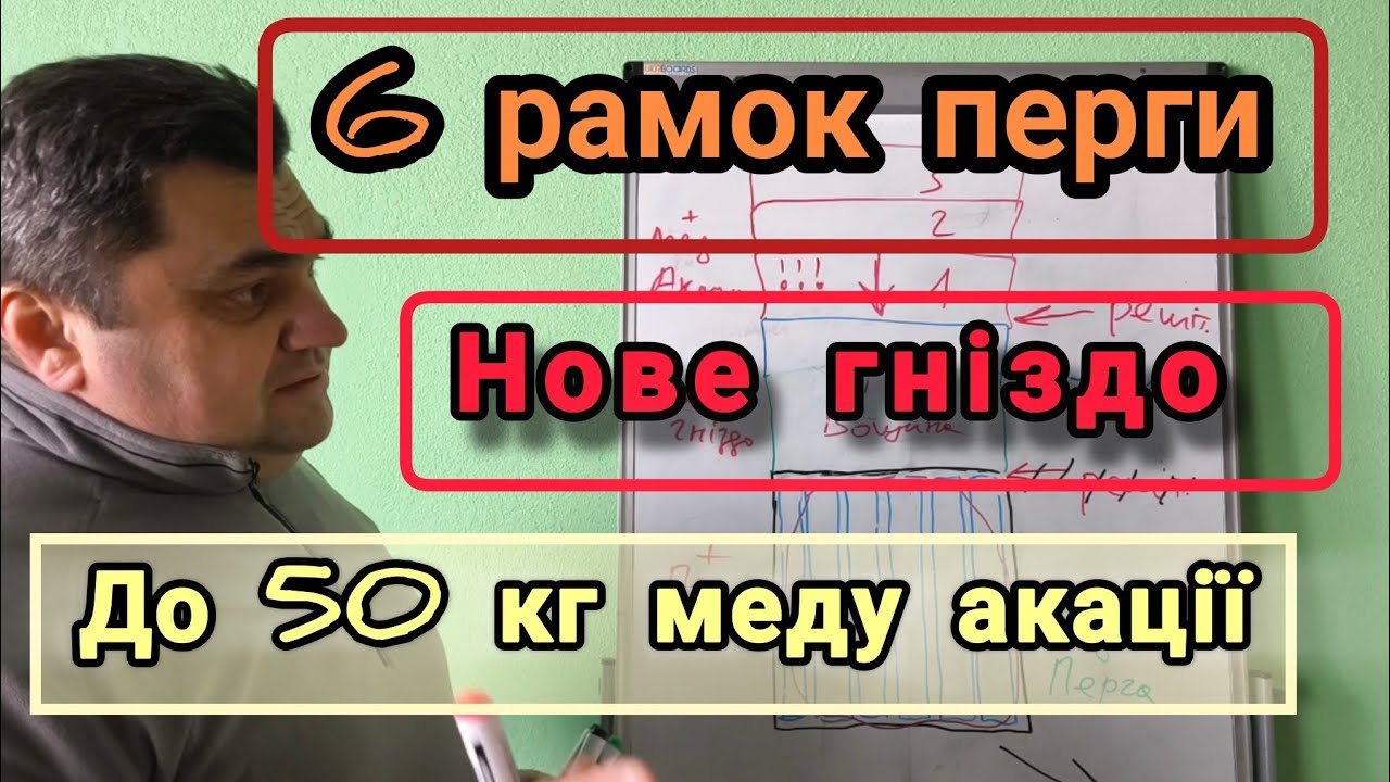 Як взяти до 50кг акацієвого меду в 6 - рамковому вулику. Відстройка вощини. Отримання перги.
