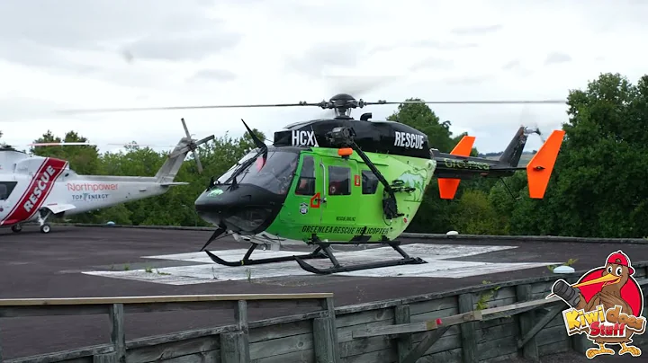 Greenlea Rescue Helicopter (CFL5) Lands at Rotorua Hospital Helipad