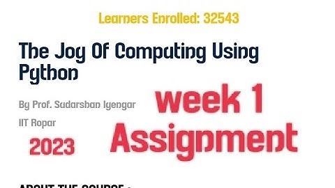 The Joy Of Computing Using Python week 1 assignment 2023 #nptel #assignment