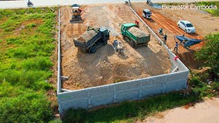 Incredible Beautiful Final Project Complete 100% Rectangle Land Filling By Dump Truck And Bulldozer