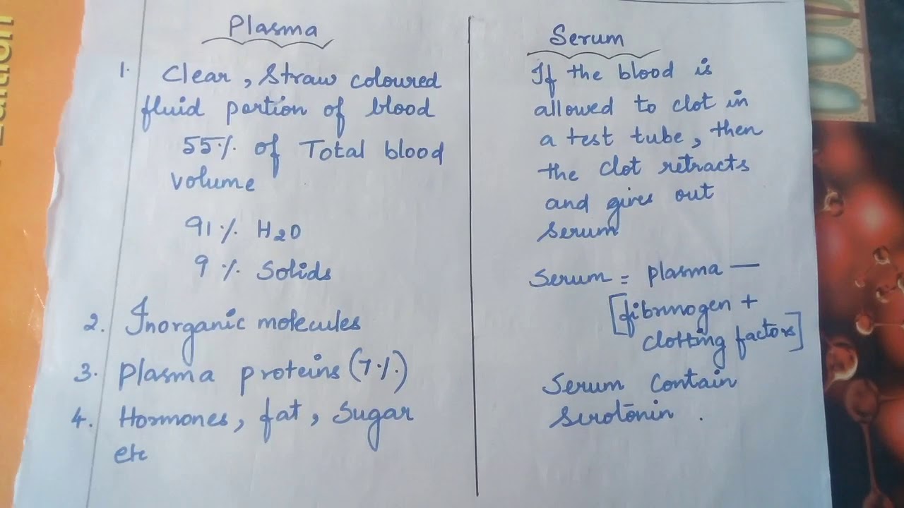 Difference between serum and plasma - YouTube