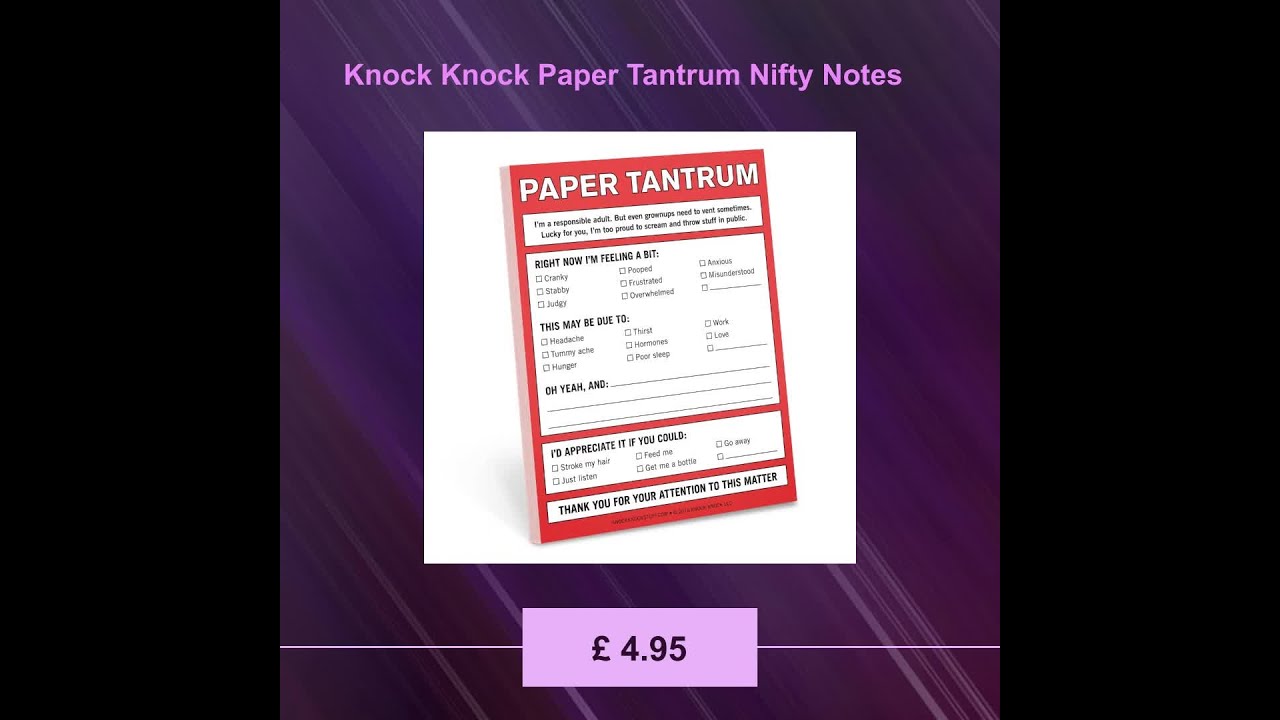 Knock Knock Paper Tantrum Nifty Notes - YouTube