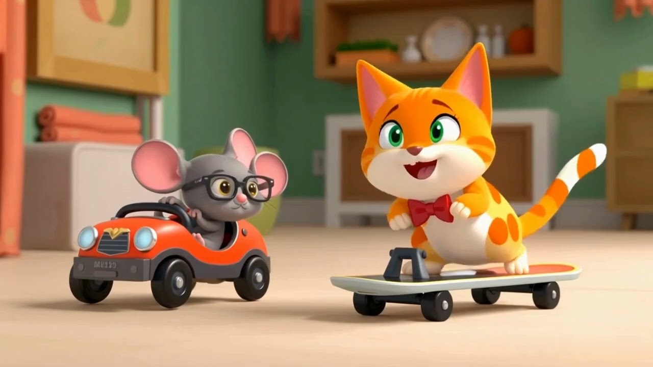 🎵 Cat vs Mouse – Funny Chase Song for Kids | Cartoon Rhyme