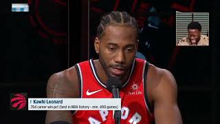 Kevin Hart reacts to Kawhi Leonard's laugh