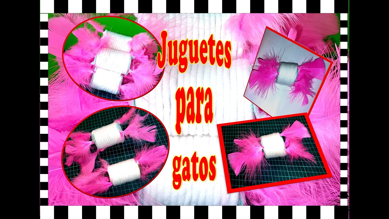 Juguetes para GATOS. Con tubos de cartón y plumas coloridas.