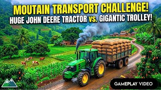 John Deere Tractor Dangerous Mountain Road Challenge | Heavy Cargo Trolley Drive Simulator 🚜⛰️ screenshot 3