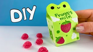 DIY Cute Paper Froggy Milk | How to make PAPER MILK box NO ORIGAMI