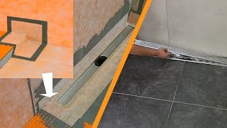 Tiling a shower with linear drainage Wall installation