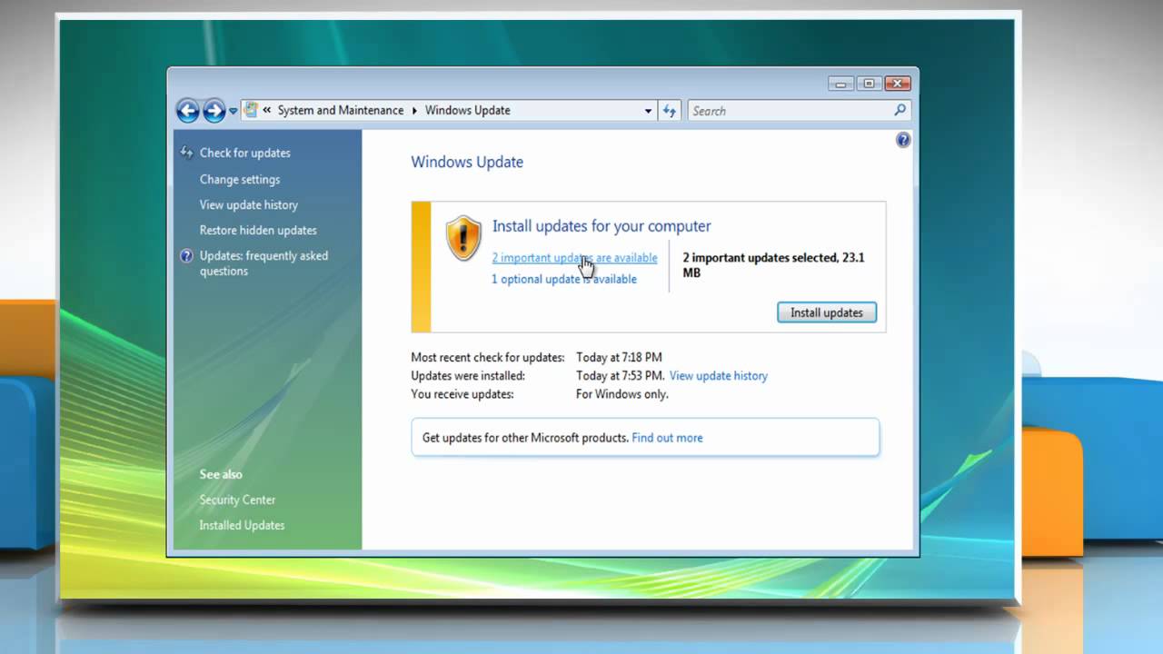 Windows Vista How To Restore Hidden Updates YouTube