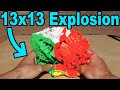 Giant rubiks cubes exploding in slow motion