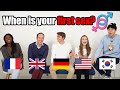 Which country is the fastest?  First SEX age by country!!