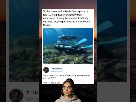 Scuba divers in the Banda Sea captured a rare 7.2 magnitude earthquake from underwater, filming...
