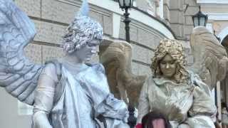 АНГЕЛЫ-МИМЫ в Одессе / Пантомима по Одесски / Живые статуи ангелов