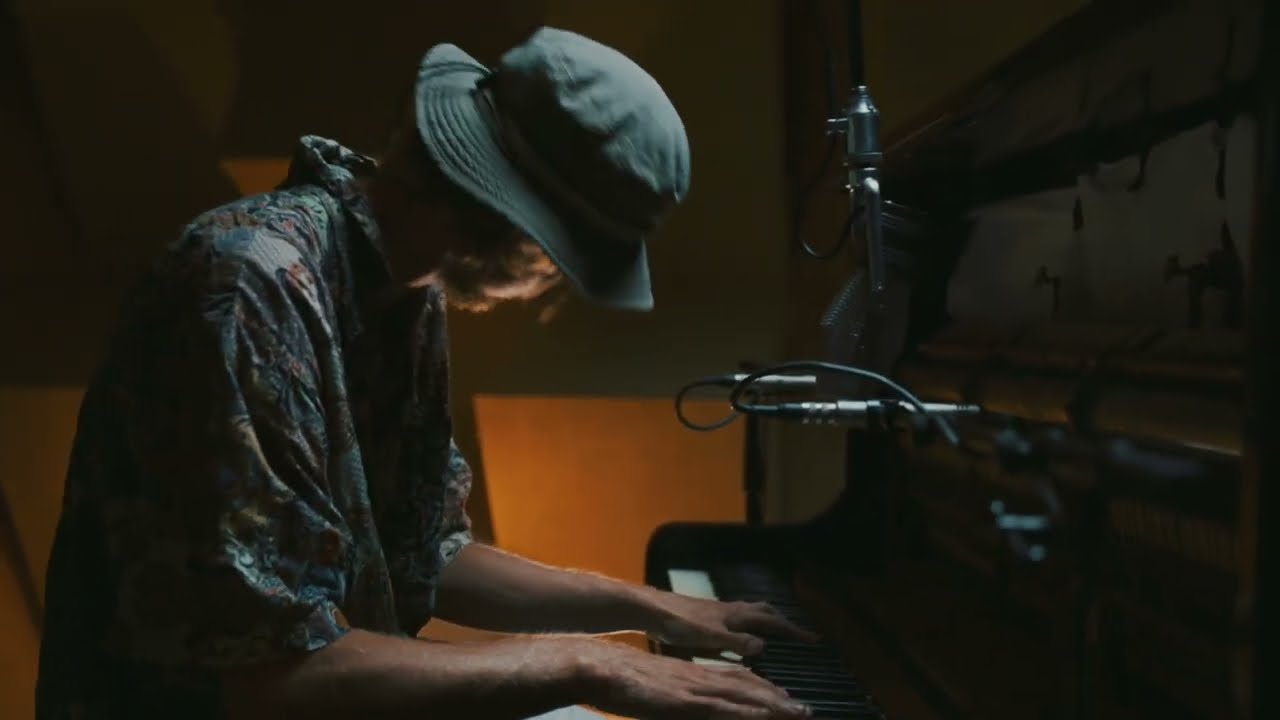 Challem recording a live session at Moon Music Studios