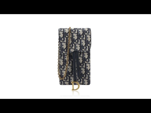 Dior Vertical Saddle Pouch Chain Shoulder Bag Blue Dior Oblique