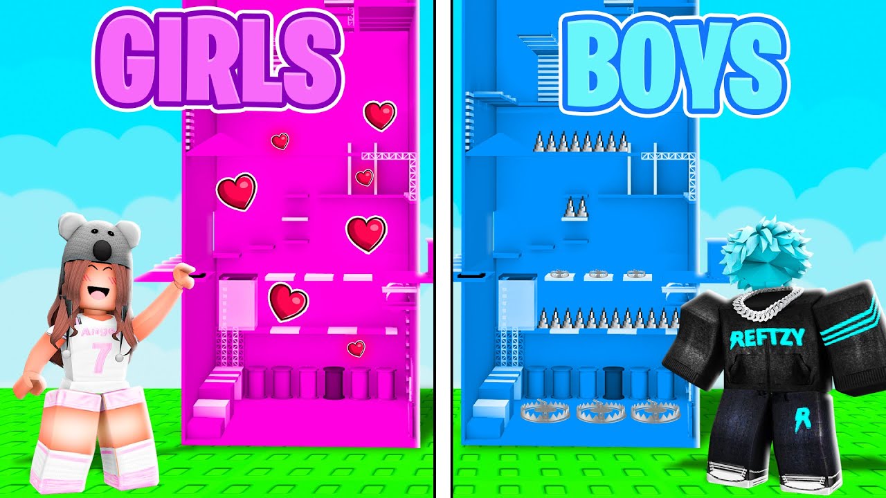 Girls VS Boys Troll Tower in Roblox!